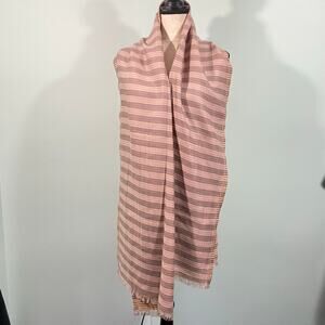 Phenix Orange & Brown Striped 100% Wool Scarf